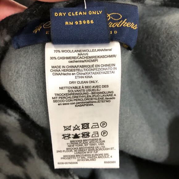 NWT Brooks Brothers Wool Cashmere Animal Print Ruana Wrap Shawl Fringe - Picture 6 of 9